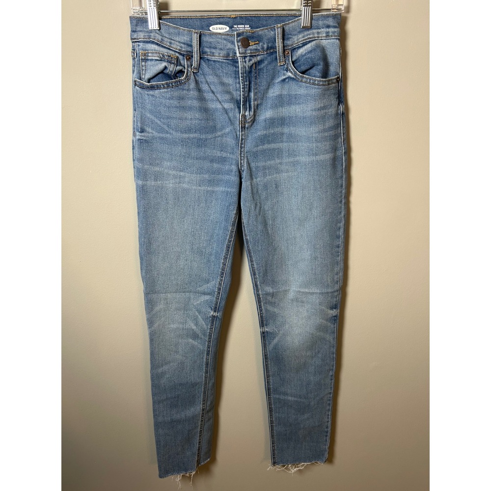 Old Navy‎ Power Jean Perfect Straight Ankle Light Wash Raw Hem Jeans 2 Tall